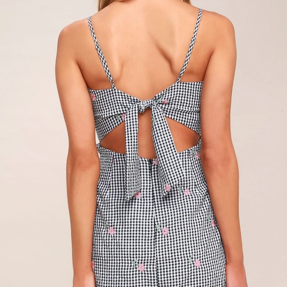 Lulus Fairgrounds Black and White Gingham Embroidered Mini Dress. - Picture 5 of 10